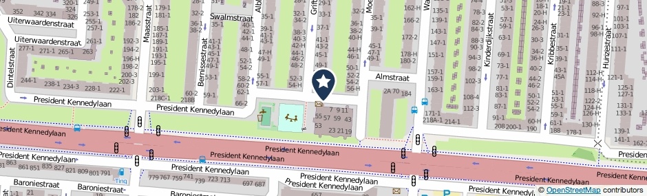 Kaartweergave President Kennedyplantsoen in Amsterdam
