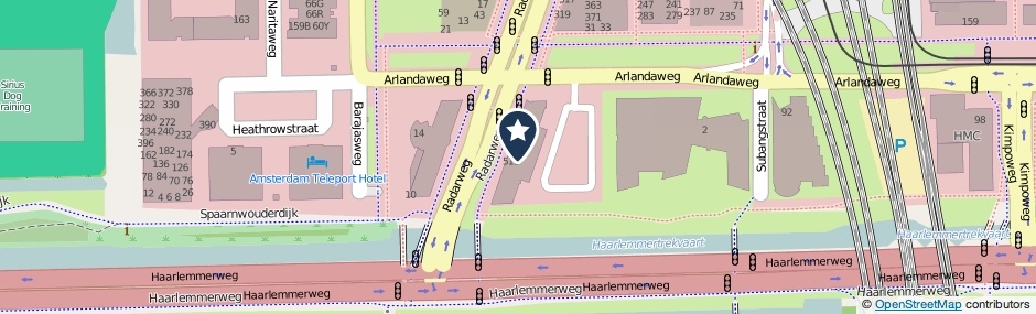 Kaartweergave Radarweg 521 in Amsterdam