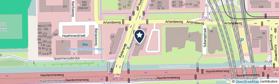 Kaartweergave Radarweg 525 in Amsterdam