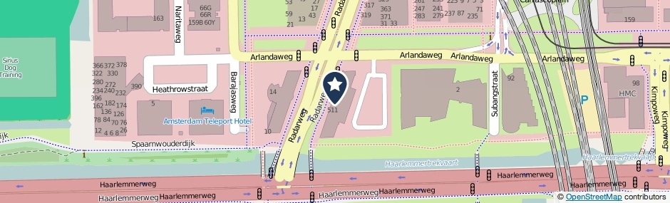 Kaartweergave Radarweg 543 in Amsterdam