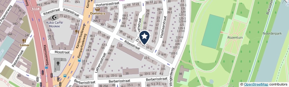 Kaartweergave Ribesstraat 14 in Amsterdam