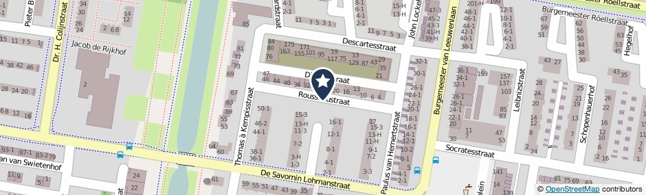 Kaartweergave Rousseaustraat in Amsterdam