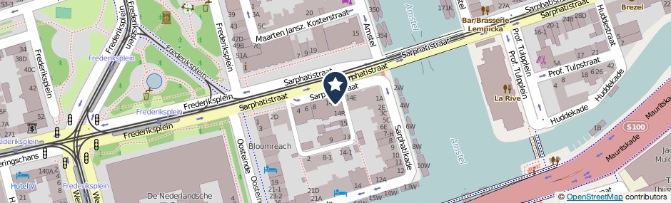 Kaartweergave Sarphatistraat 14-T in Amsterdam
