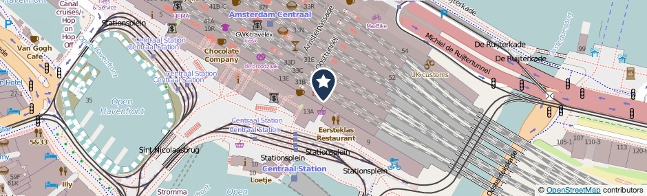 Kaartweergave Stationsplein 19-A in Amsterdam
