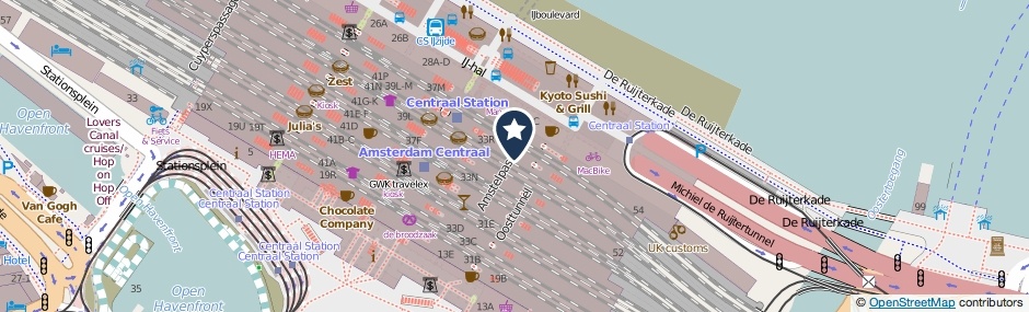 Kaartweergave Stationsplein 31-N in Amsterdam