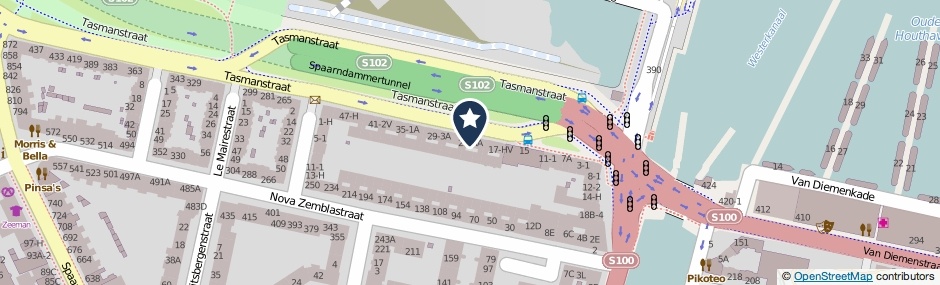 Kaartweergave Tasmanstraat 23-1V in Amsterdam