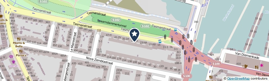 Kaartweergave Tasmanstraat 29-HA in Amsterdam