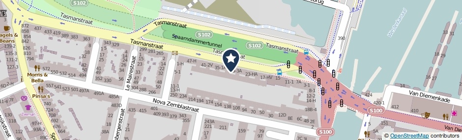 Kaartweergave Tasmanstraat 31-HA in Amsterdam
