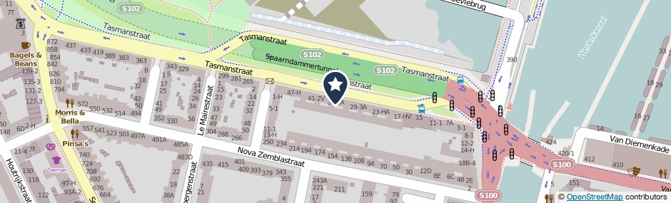 Kaartweergave Tasmanstraat 35-2A in Amsterdam