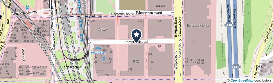 Kaartweergave Tempelhofstraat in Amsterdam