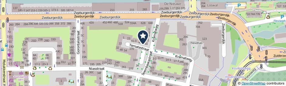 Kaartweergave Ternatestraat 49-1 in Amsterdam