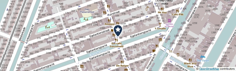 Kaartweergave Tweede Egelantiersdwarsstraat 65 in Amsterdam