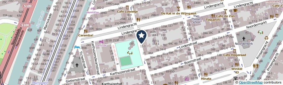 Kaartweergave Tweede Lindendwarsstraat 7-A in Amsterdam