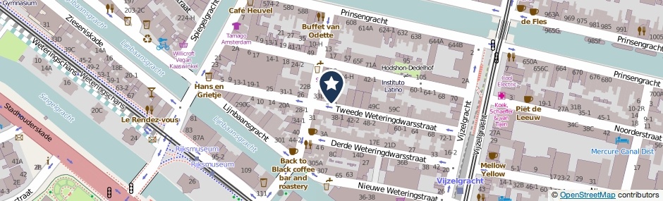 Kaartweergave Tweede Weteringdwarsstraat 37-E in Amsterdam