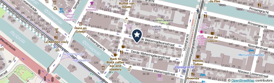 Kaartweergave Tweede Weteringdwarsstraat 40-H in Amsterdam
