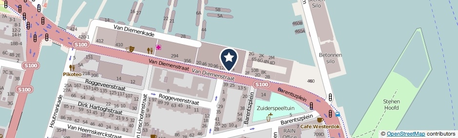 Kaartweergave Van Diemenstraat 158 in Amsterdam