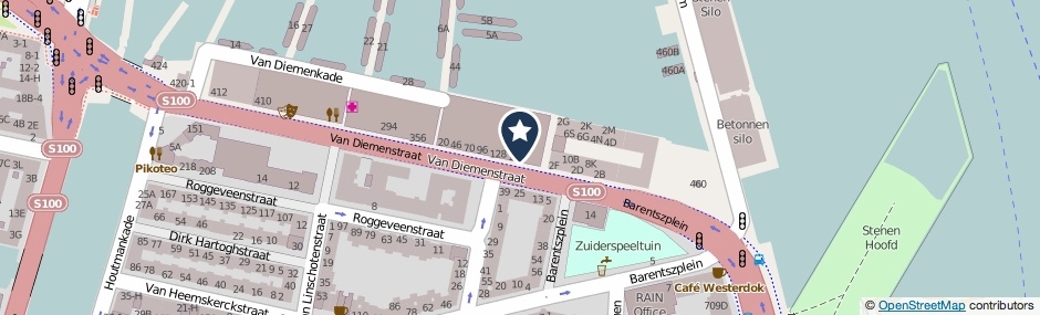 Kaartweergave Van Diemenstraat 172 in Amsterdam