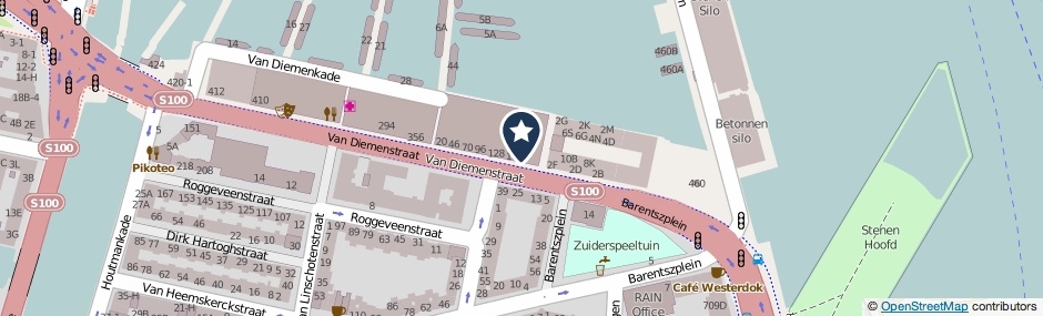 Kaartweergave Van Diemenstraat 180 in Amsterdam