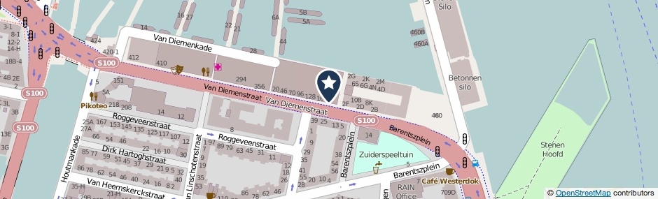 Kaartweergave Van Diemenstraat 188 in Amsterdam