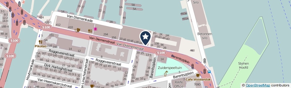 Kaartweergave Van Diemenstraat 194 in Amsterdam