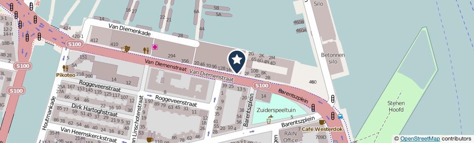 Kaartweergave Van Diemenstraat 196 in Amsterdam