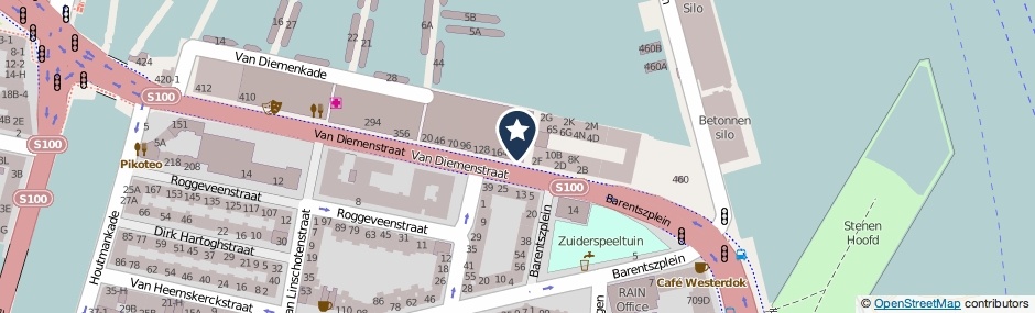 Kaartweergave Van Diemenstraat 200 in Amsterdam