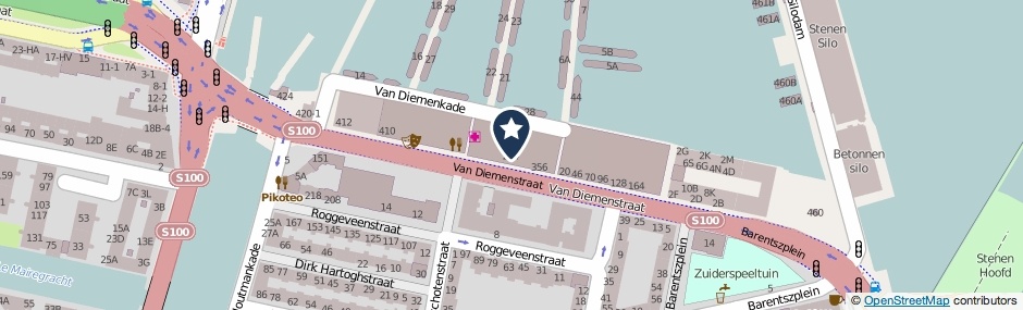 Kaartweergave Van Diemenstraat 292 in Amsterdam
