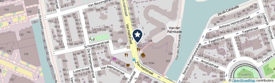 Kaartweergave Van Hallstraat 607 in Amsterdam
