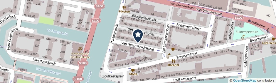 Kaartweergave Van Heemskerckstraat 44 in Amsterdam