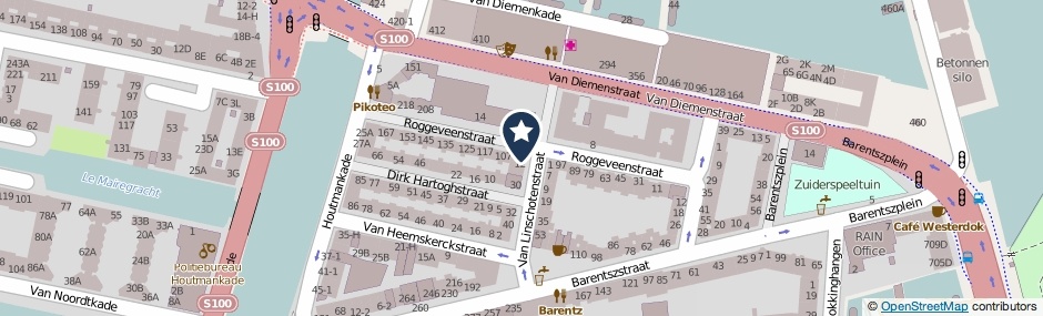 Kaartweergave Van Linschotenstraat 6 in Amsterdam