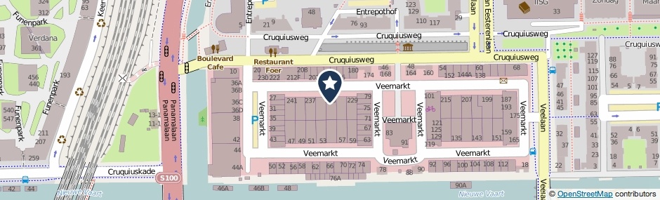 Kaartweergave Veemarkt 233 in Amsterdam