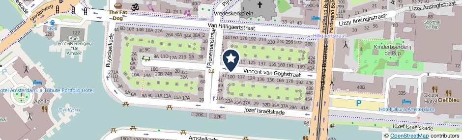 Kaartweergave Vincent Van Goghstraat in Amsterdam