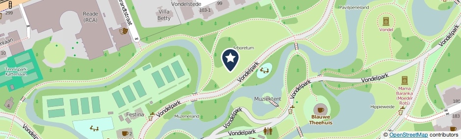 Kaartweergave Vondelpark in Amsterdam