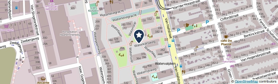 Kaartweergave Waterkersweg in Amsterdam