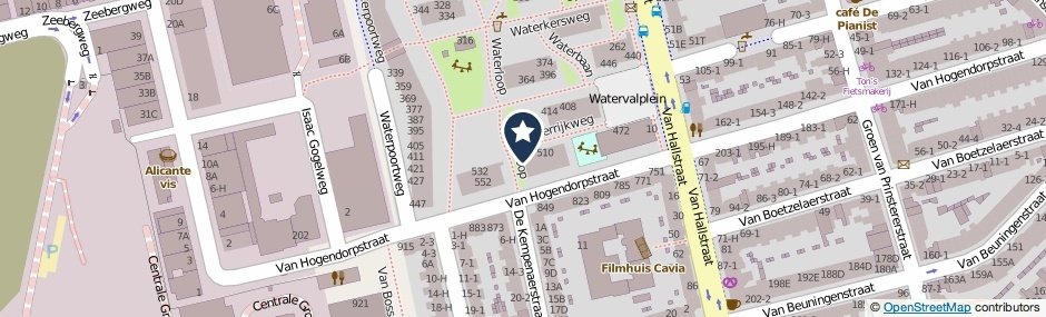 Kaartweergave Waterloop 490 in Amsterdam
