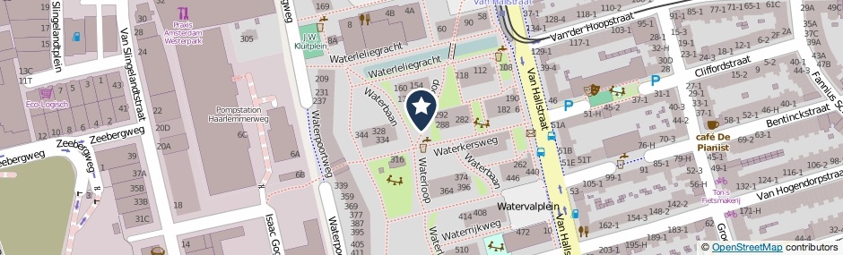 Kaartweergave Waterloop in Amsterdam