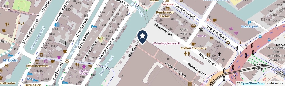 Kaartweergave Waterlooplein 2 in Amsterdam