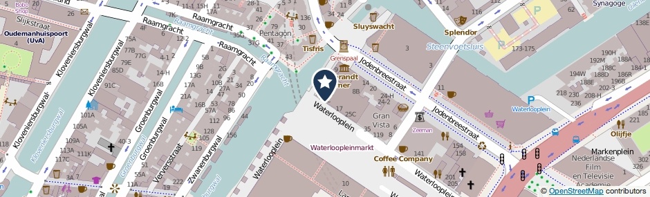 Kaartweergave Waterlooplein 3-C in Amsterdam