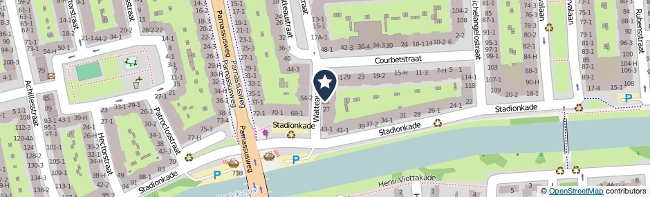 Kaartweergave Watteaustraat 23-2 in Amsterdam