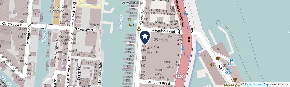 Kaartweergave Westerdok 444 in Amsterdam