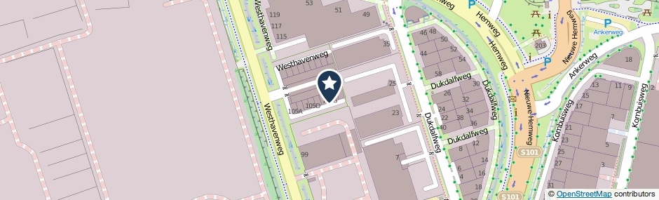 Kaartweergave Westhavenweg 105-G in Amsterdam