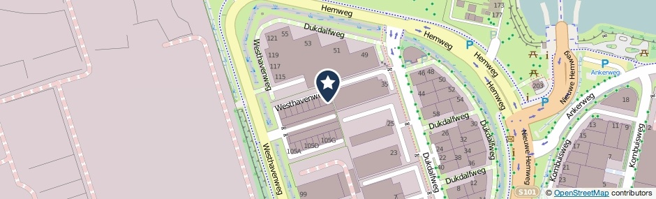 Kaartweergave Westhavenweg 109-K in Amsterdam