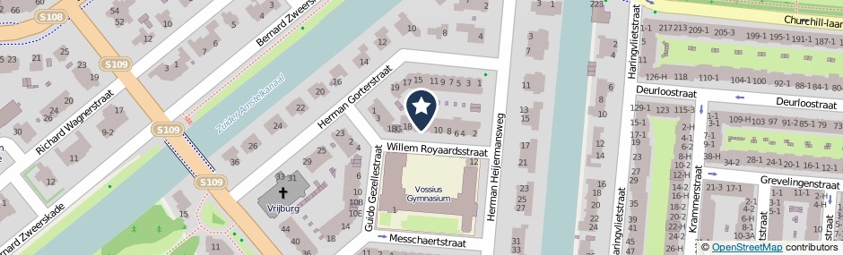 Kaartweergave Willem Royaardsstraat 14 in Amsterdam