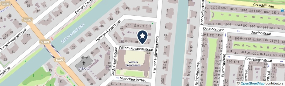 Kaartweergave Willem Royaardsstraat 6 in Amsterdam