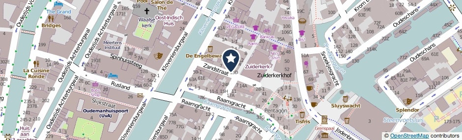 Kaartweergave Zandstraat 15-A in Amsterdam