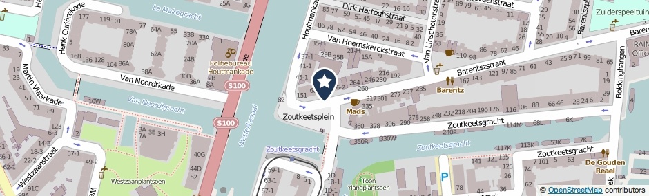 Kaartweergave Zoutkeetsplein in Amsterdam