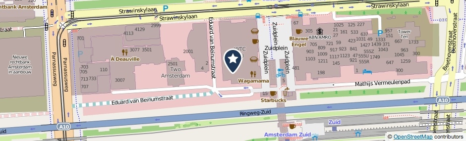 Kaartweergave Zuidplein 134 in Amsterdam