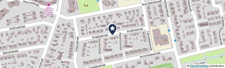 Kaartweergave Amperestraat in Apeldoorn