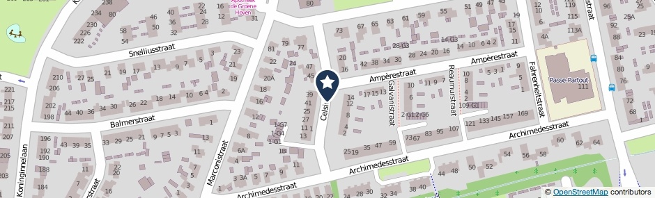 Kaartweergave Celsiusstraat in Apeldoorn