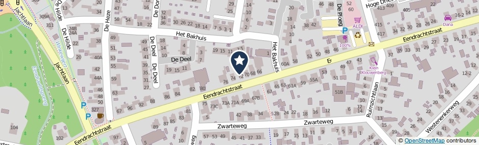 Kaartweergave Eendrachtstraat 72 in Apeldoorn